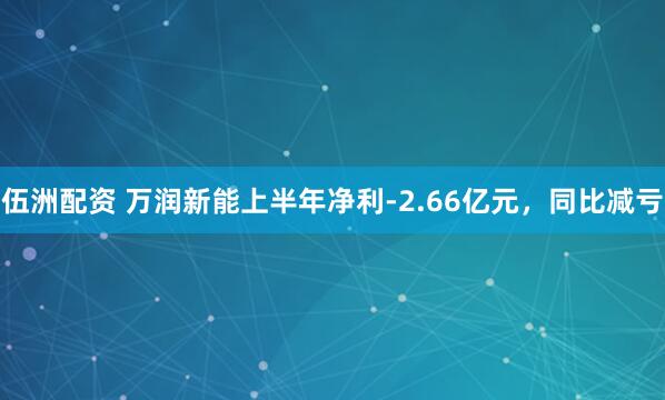 伍洲配资 万润新能上半年净利-2.66亿元，同比减亏